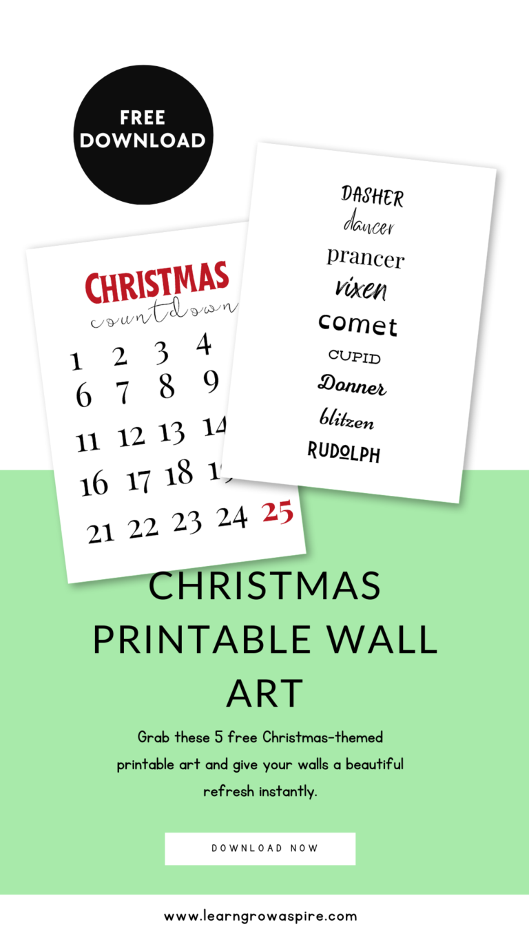 5 Free Christmas Wall Art Printables | Learn Grow Aspire