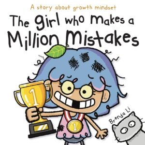 The girl who makes a million mistakes. A girl with a broken tooth and messy hair holding a trophy and smiling with a medal around her neck. 