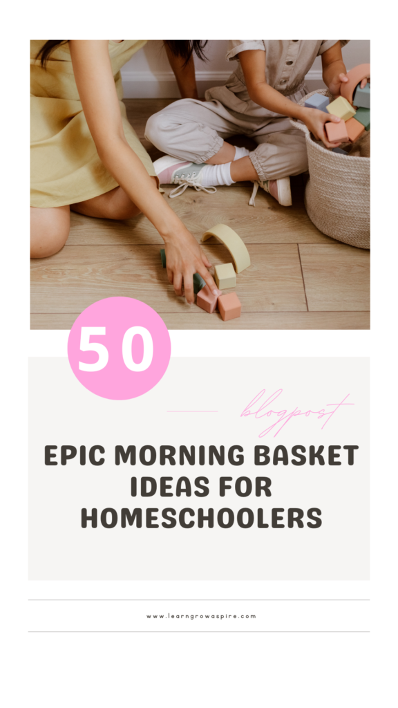 A mom and daughter playing on the floor. 50+ morning basket ideas for homeschoolers. 