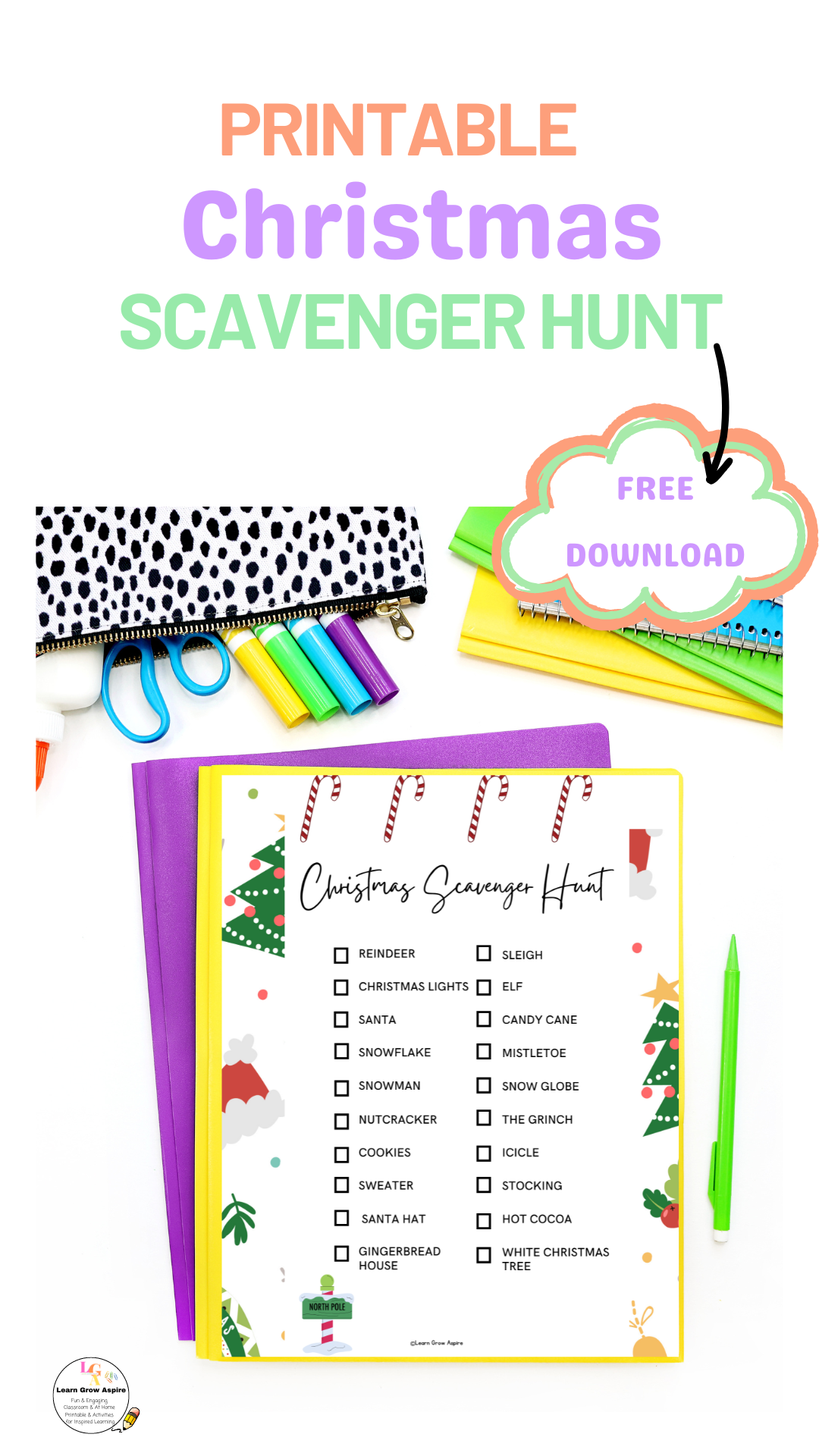 Christmas Scavenger Hunt (Free PDF) | Learn Grow Aspire