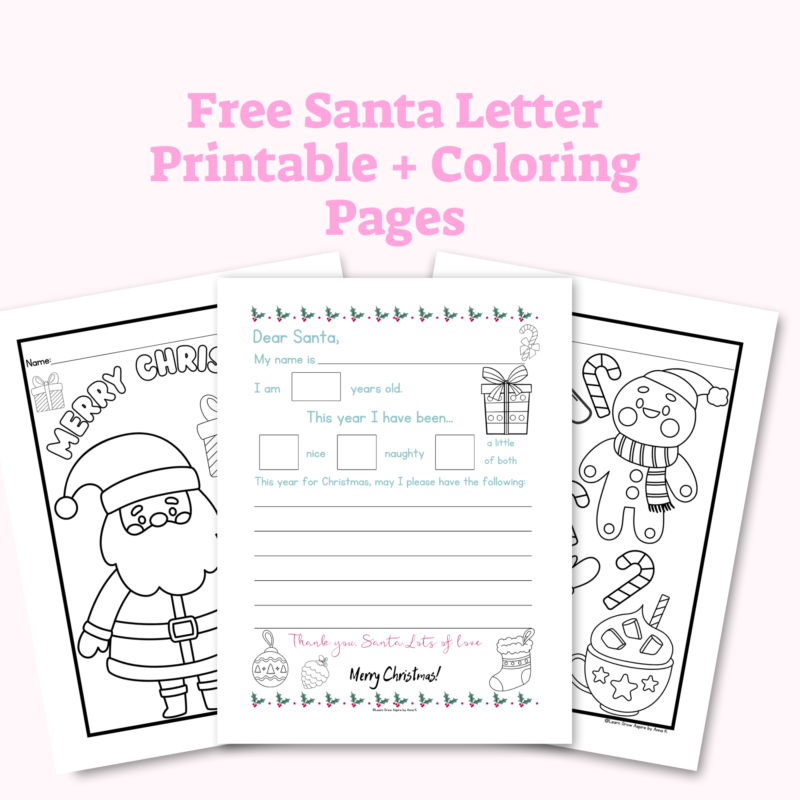 Free Printable Letter To Santa and Christmas Coloring Pages.