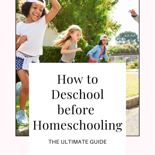 Kids playing freely on a field. How to deschool before homeschooling.