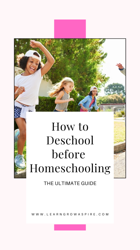 Kids playing freely on a field. How to deschool before homeschooling. 