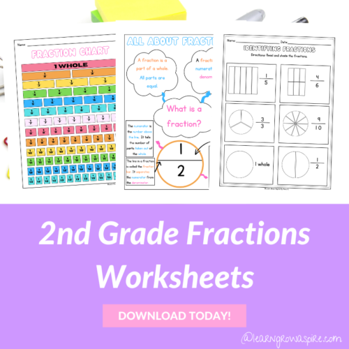 Second Grade Math fractions worksheets