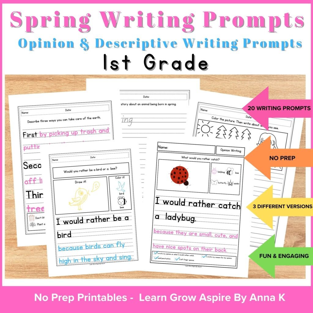 spring writing prompts for first grade. 