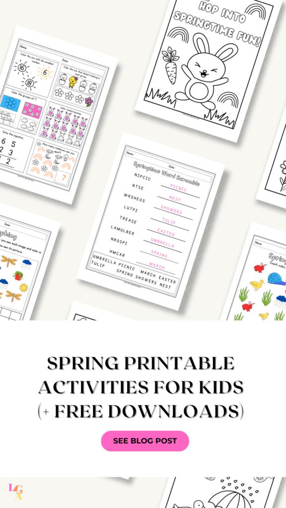 Spring printable activities for kids. Learn Grow Aspire