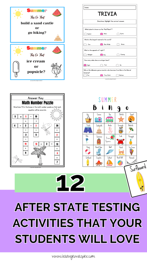 Ideal for keeping your students challenged and engaged after state testing or as a fun summer-themed activity.