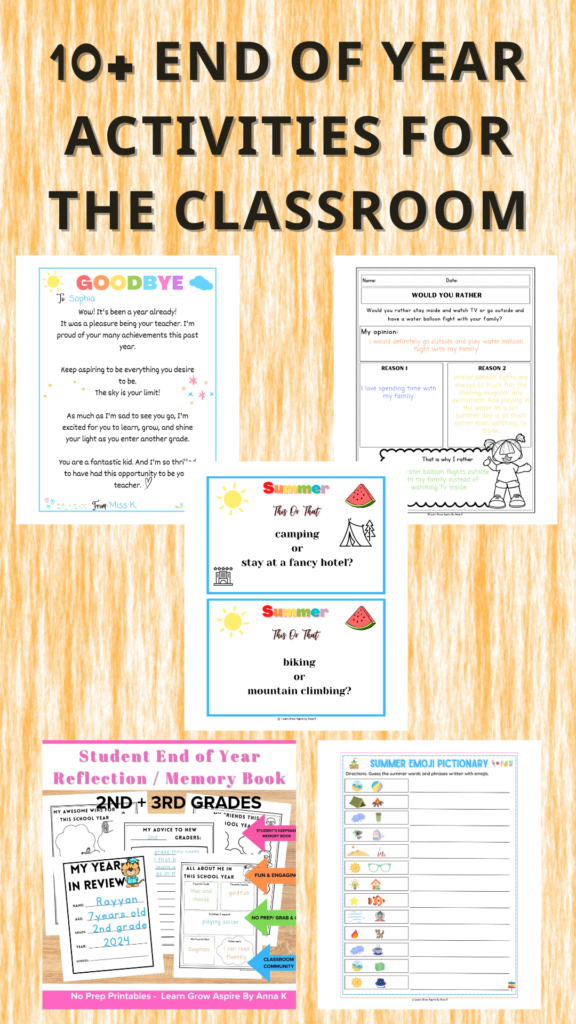 End of year activities for classroom. 5 fun and engaging printables activities for year end. 