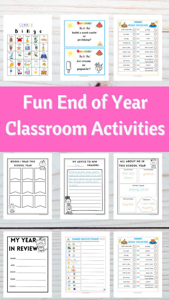 fun end of year classroom activities printables