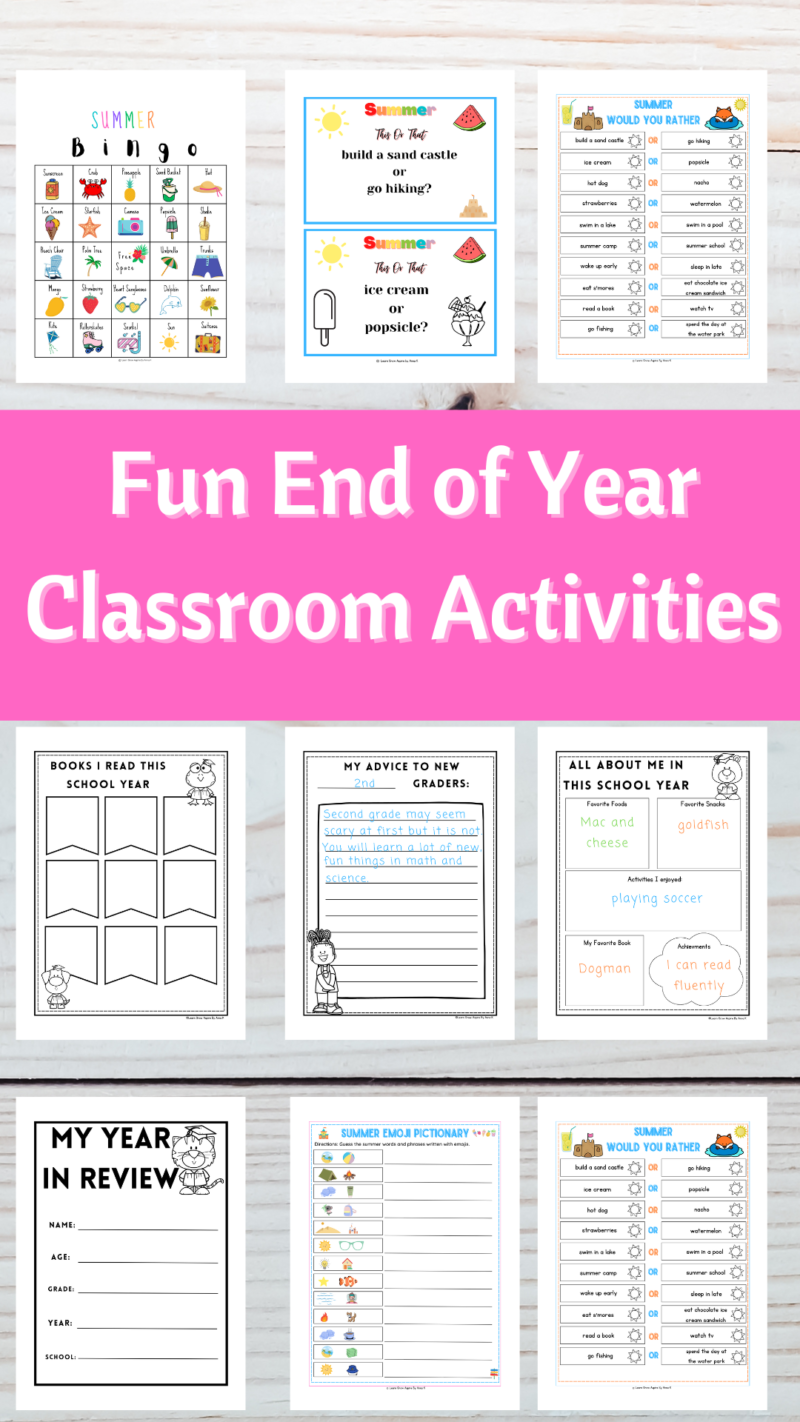 fun end of year classroom activities printables