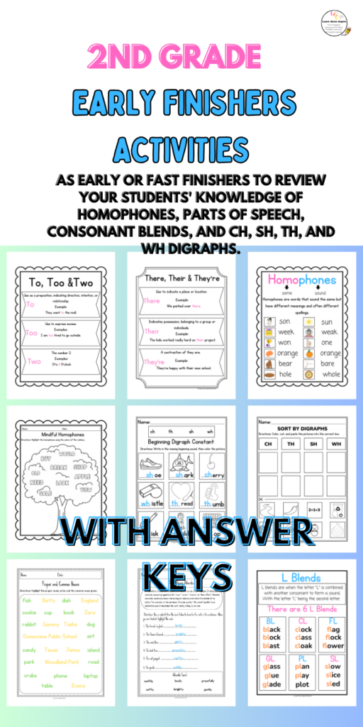 2nd grade grammar worksheets for early finisher activities. 