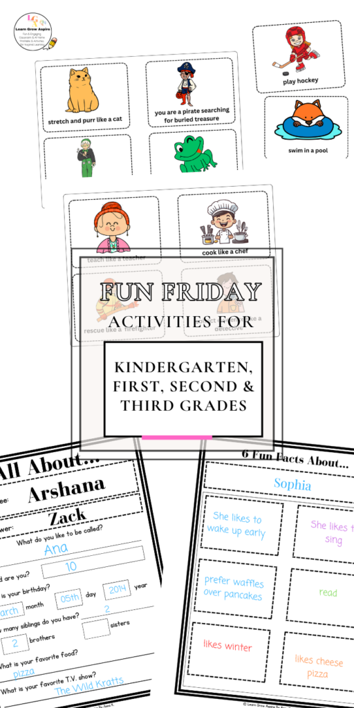 Printable activities that teachers can use as fun Friday activities and classroom ideas.