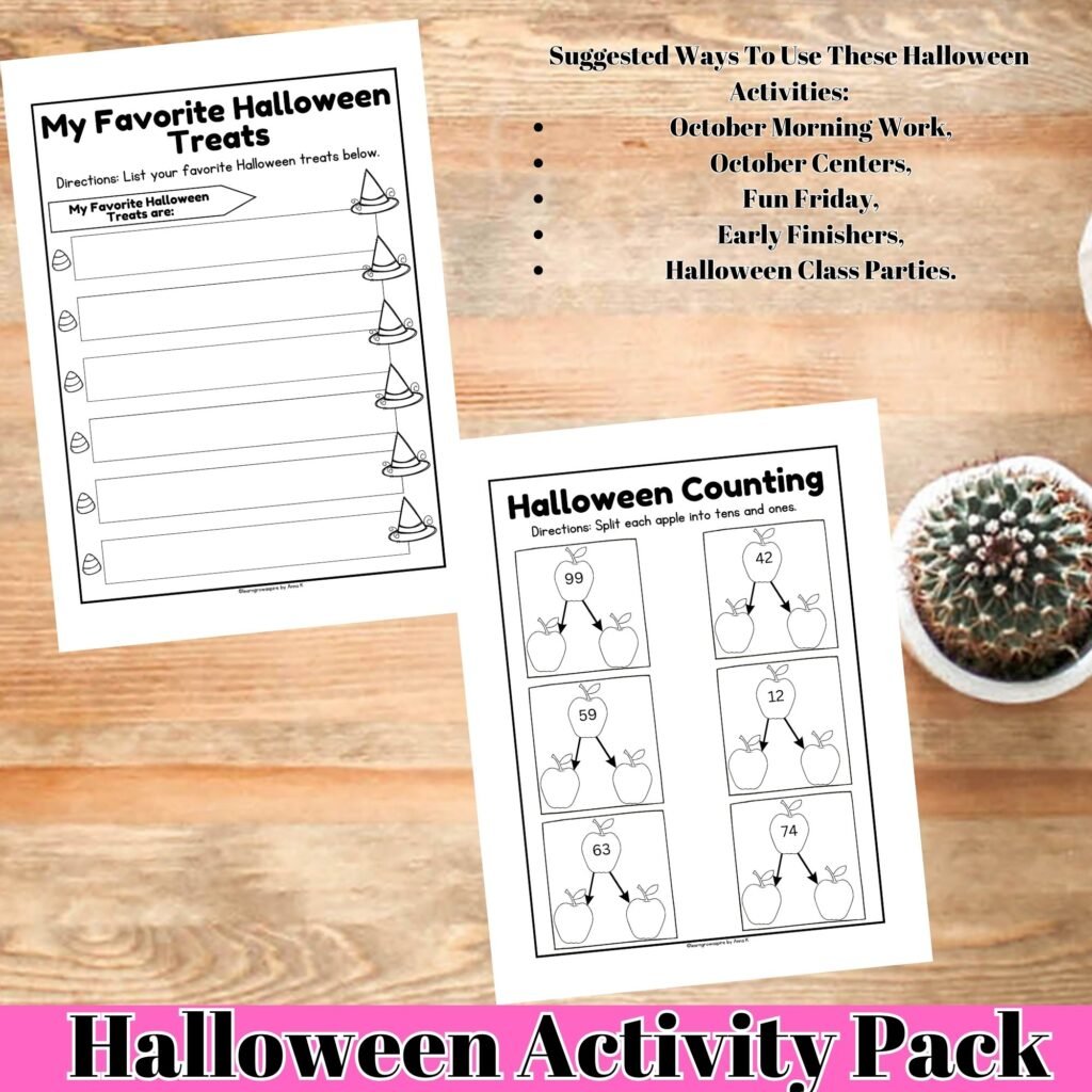 fun 1st and 2nd grade Halloween activities printable. 