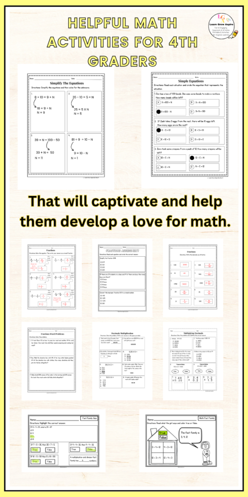 4th math printable worksheets 