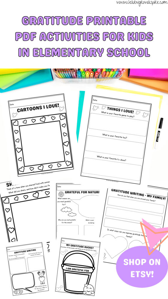 Gratitude worksheets for kids printable pdf