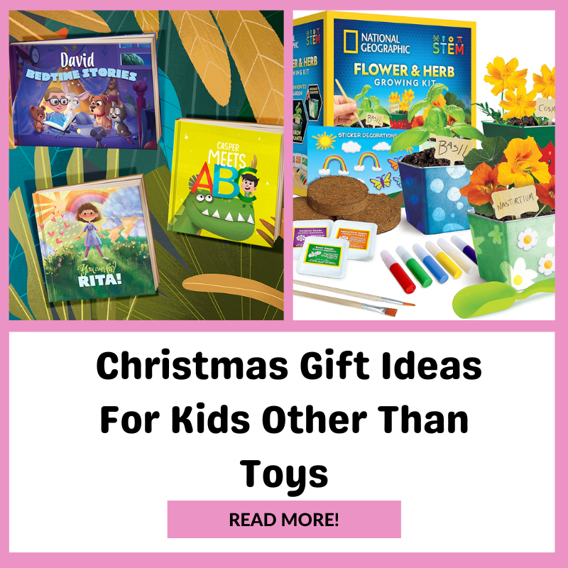 Personalized Books For Kids and Gardening Kits for kids. These are some great Christmas gift ideas for kids other than toys.