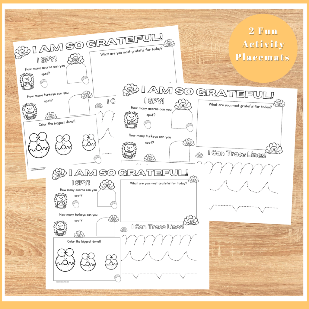 Thanksgiving Printable Placemats for Kids FREE DOWNLOAD