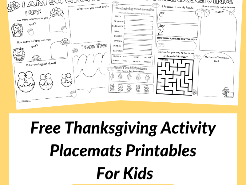 Free Thanksgiving Printable Placemats For Kids