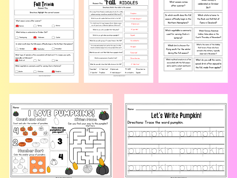 Fun Fall Worksheets For Kids (+ Free Printable PDFs)