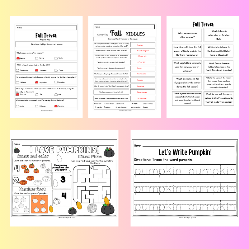 fun fall worksheets for kids printables