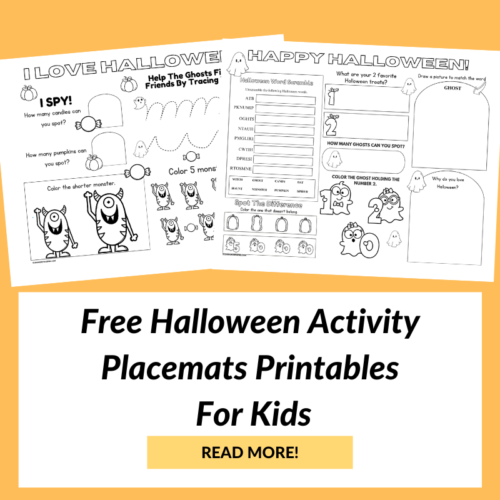 FREE Halloween Activity Placemats Printables For Kids.