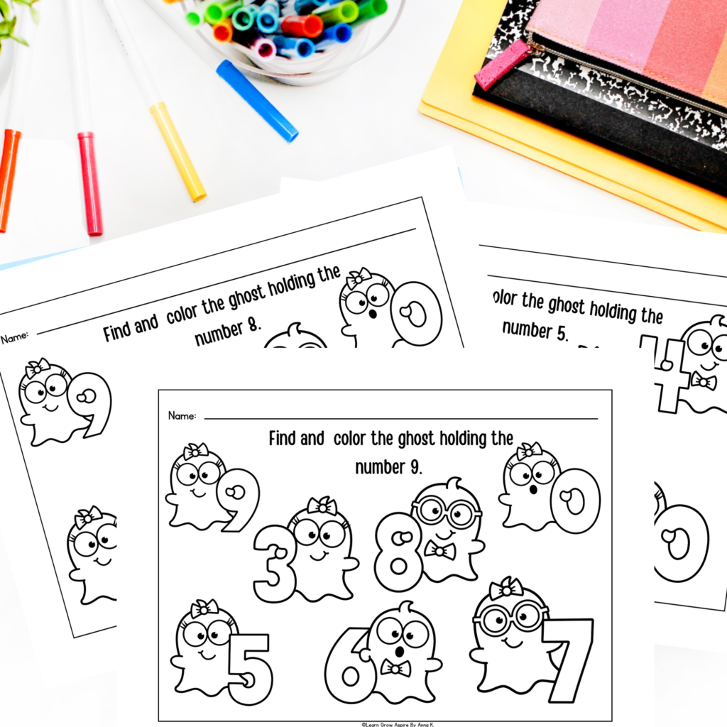 Free printable counting to 10 ghost worksheets