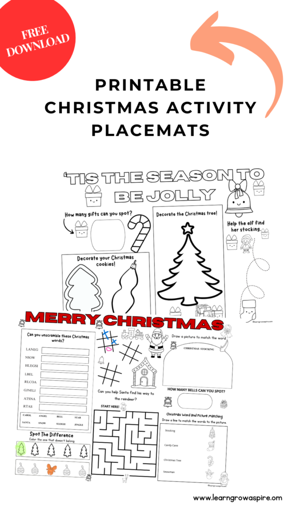 2 FREE Printable Christmas Placemats For Kids