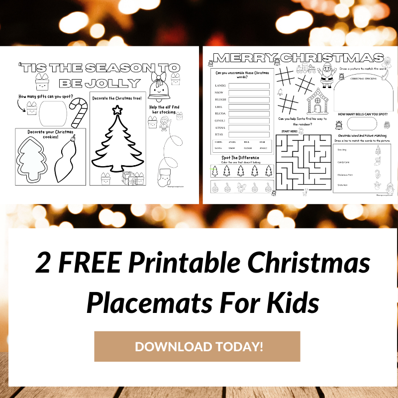 2 FREE Printable Christmas Placemats For Kids