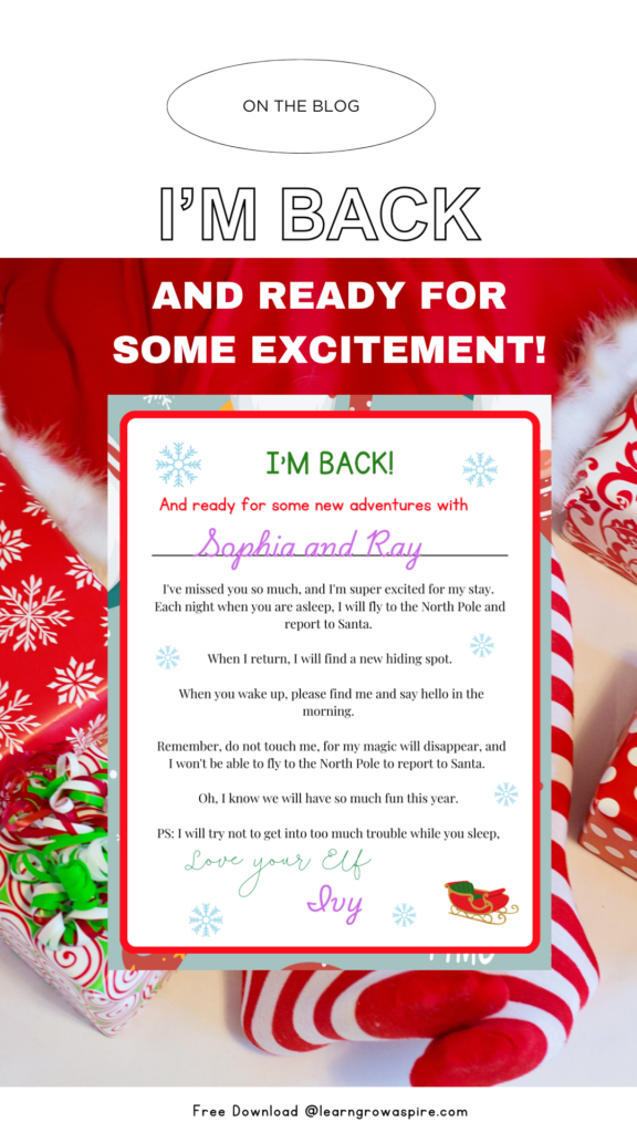 A printable elf on the shelf return letter free download.