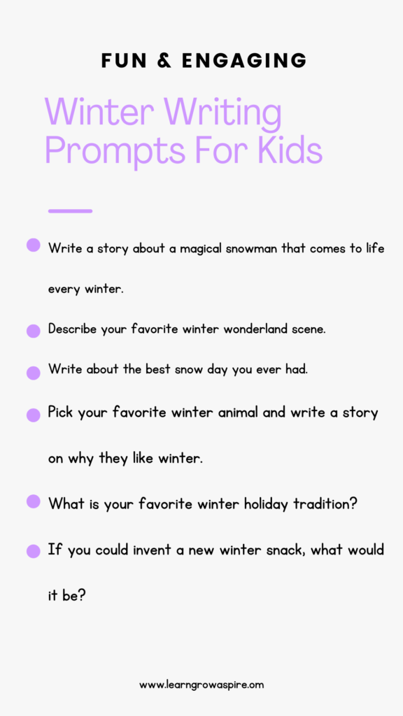 winter writing prompts list for kids