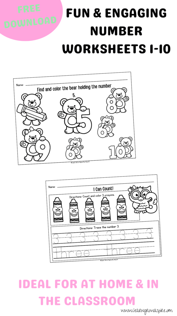 Free Number Worksheets 1-10 Printable