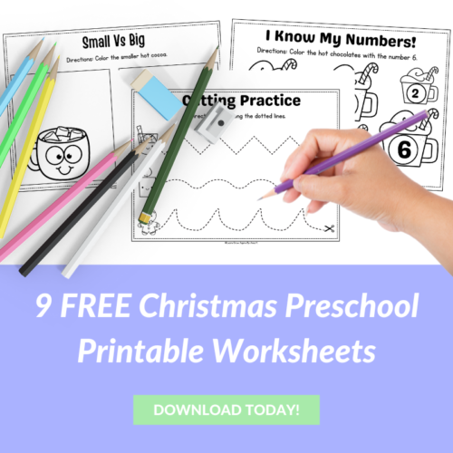 9 fun, engaging and FREE Christmas preschool printable worksheets.