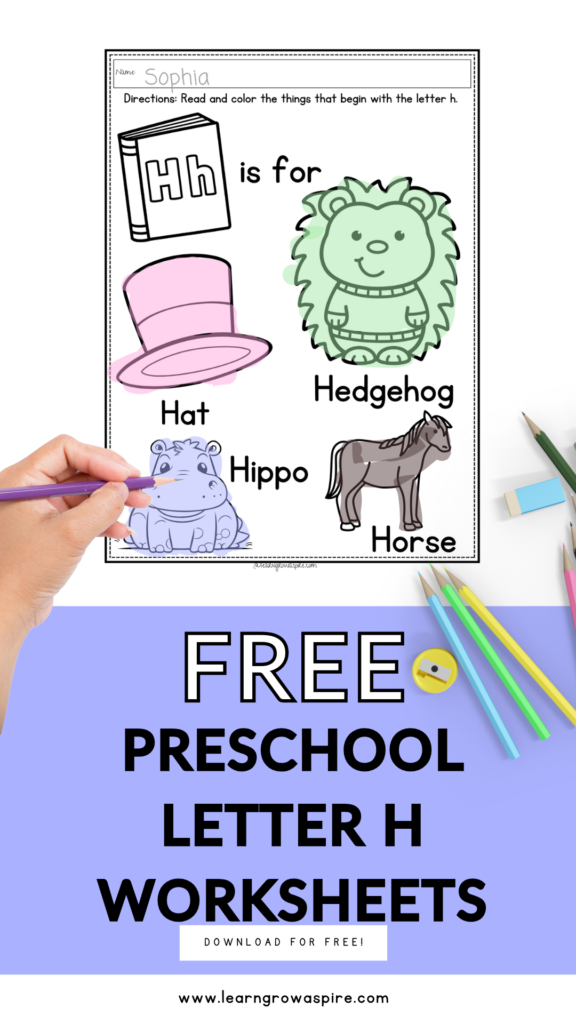 Free preschool letter h worksheets learn grow aspire. 