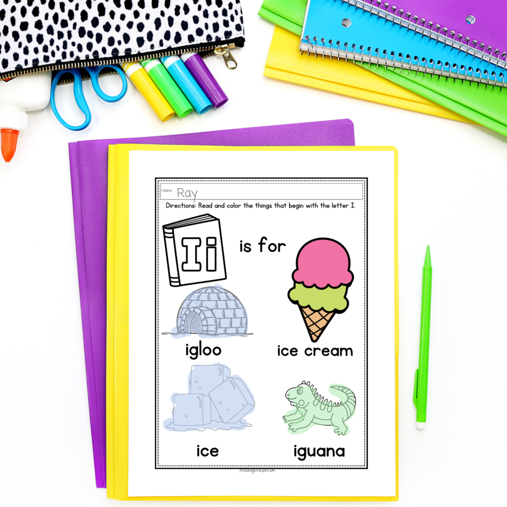 A preschool letter I worksheet.. I is for... Free Printable