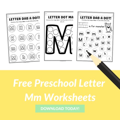 letter m free printable for preschoolers and kindergarteners.