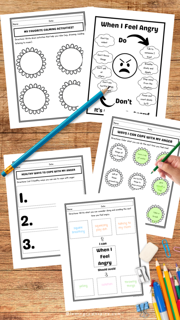 printable anger management worksheets for kids