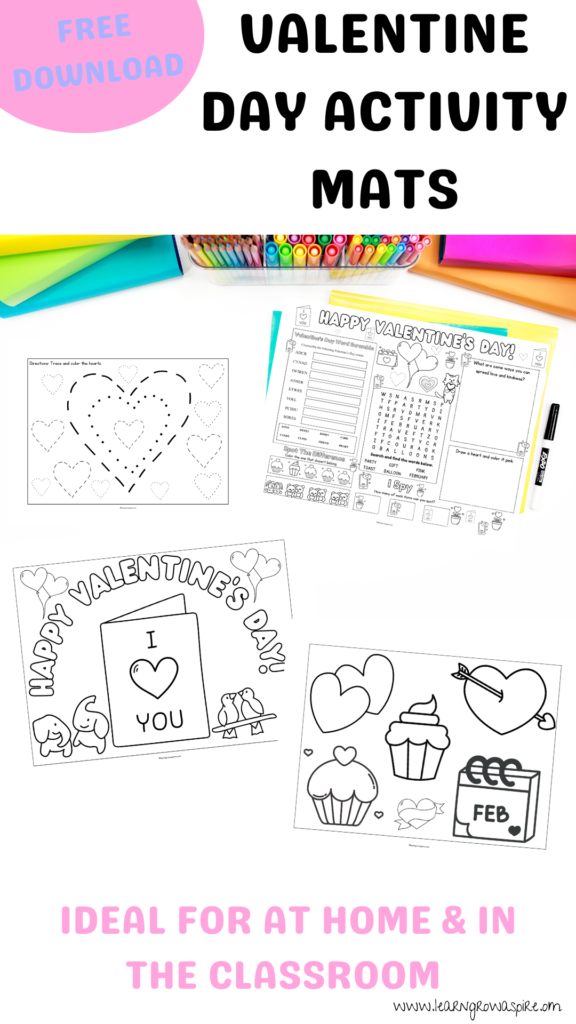 FREE Valentine Day Activity Mats For kids