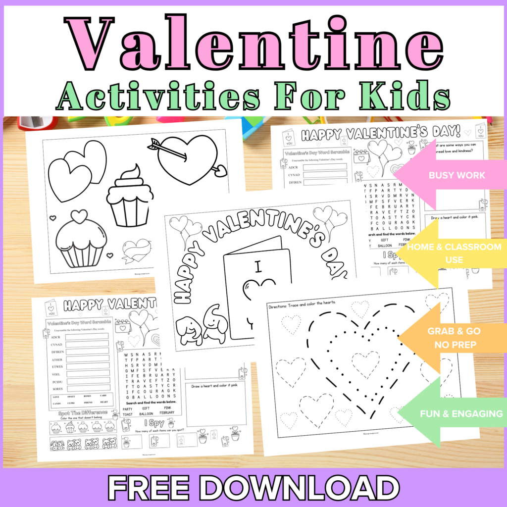 FREE Valentine Day Activity Mats For kids