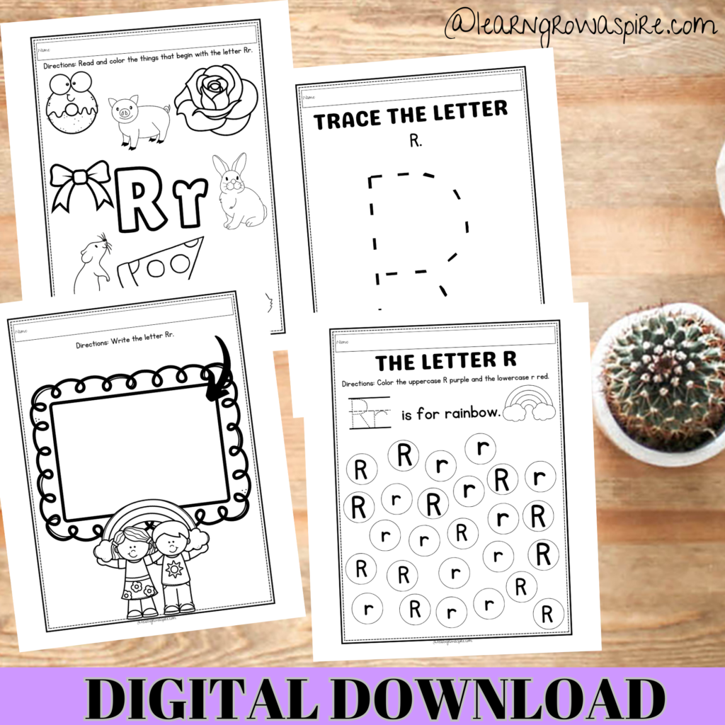 Printable, fun letter R worksheets for preschoolers. 