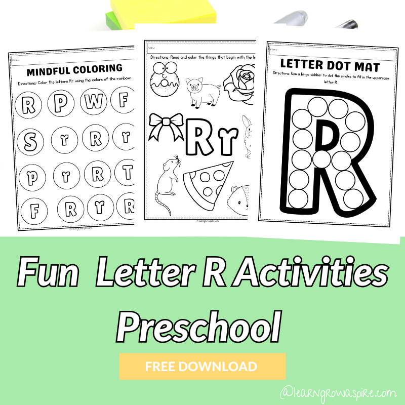 Free printable letter R worksheets for kids. 