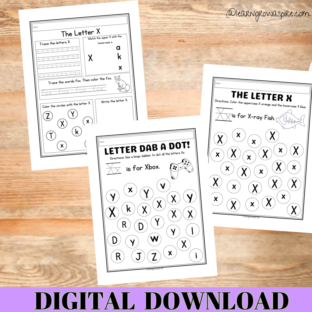 Free printable letter X worksheets preschool and kindergarten.