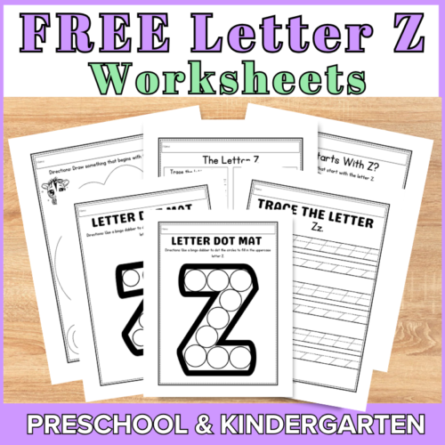 Free letter Z worksheets for preschool and kindergarten.