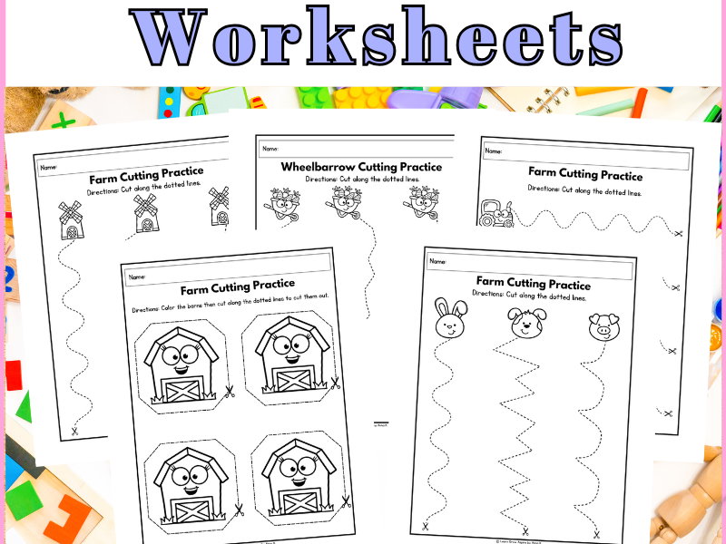 Farm Cutting Practice Worksheets (FREE Download)