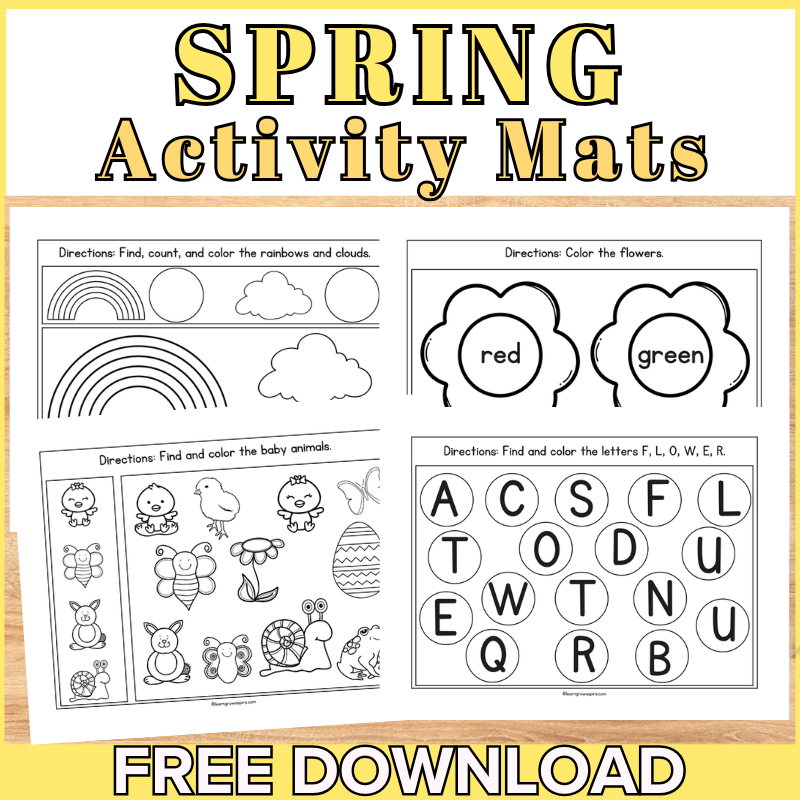 Free printable spring activities for toddlers.