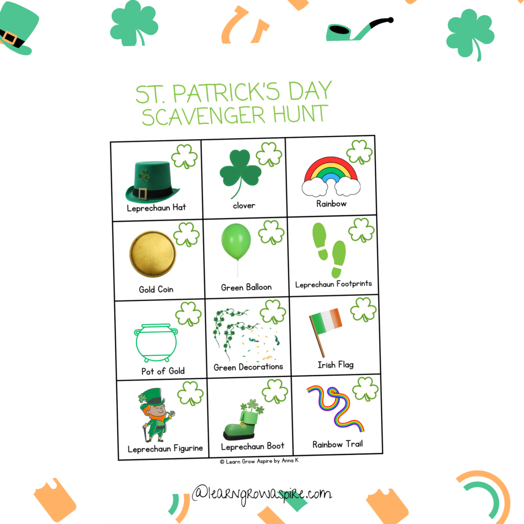 Free st patricks day scavenger hunt printable pdf