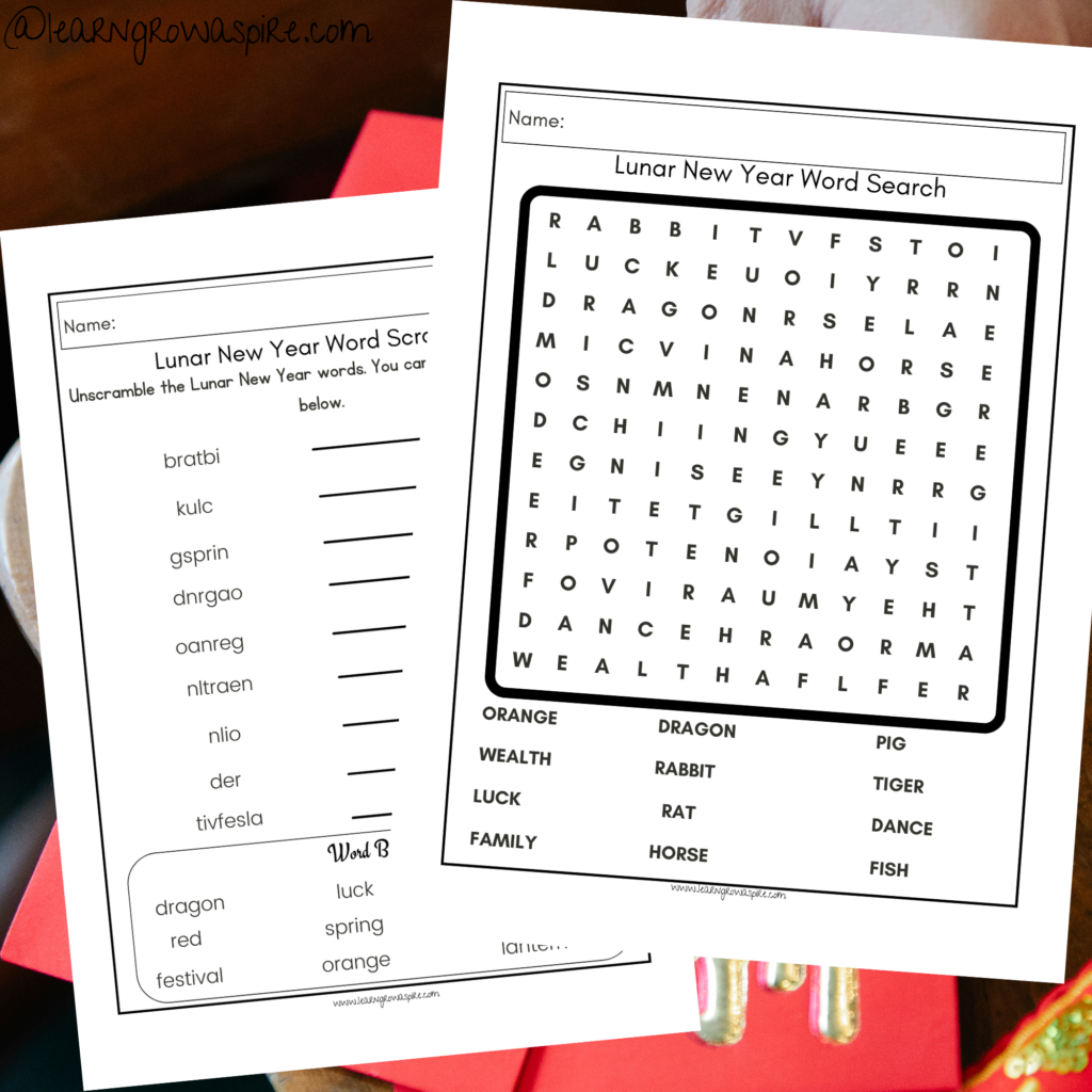 Free lunar new year activities and worksheets for kids printable pdf. 