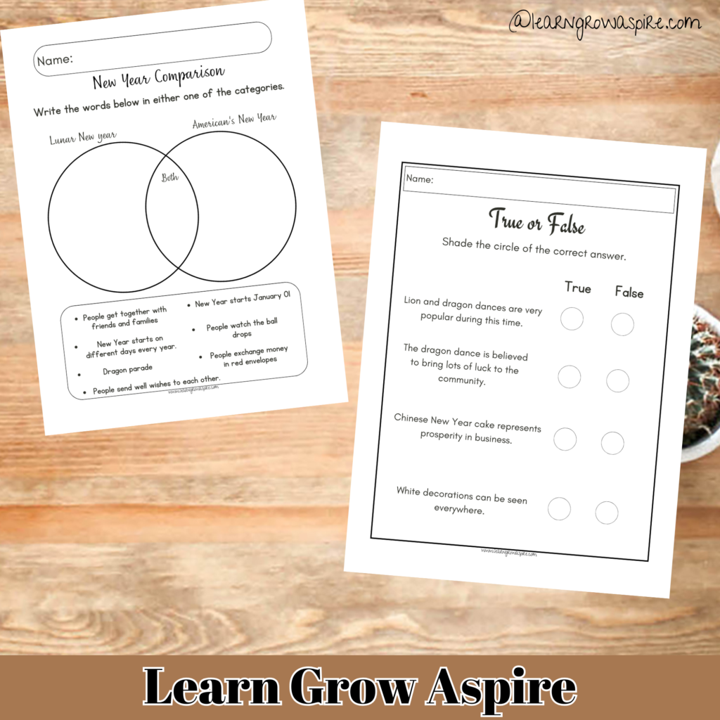 Free lunar new year activities and worksheets for kids printable pdf. 