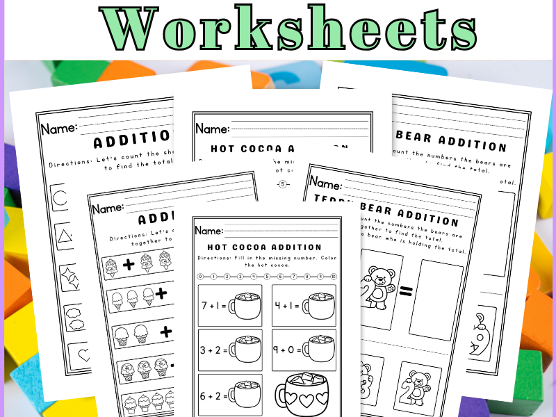 Preschool Math Addition Worksheets (FREE Download)