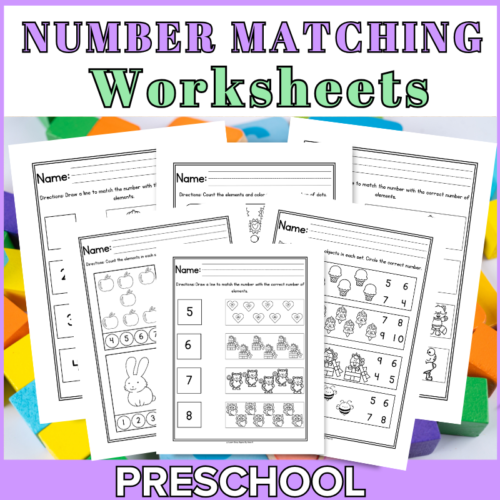 Free number matching worksheets for preschool.