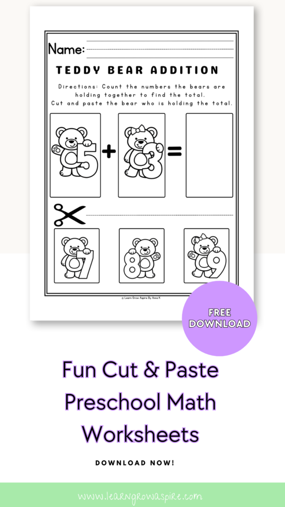 FREE Printable Preschool Math Numbers 1-10 Worksheets. 